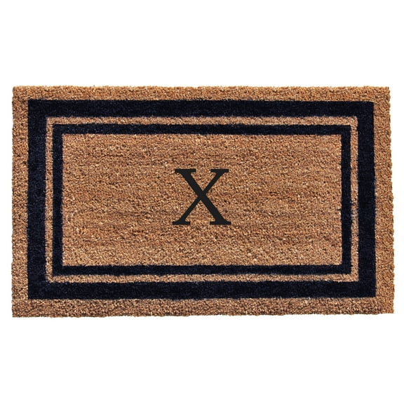 Dark Blue Border Monogram Doormat (Letter X)