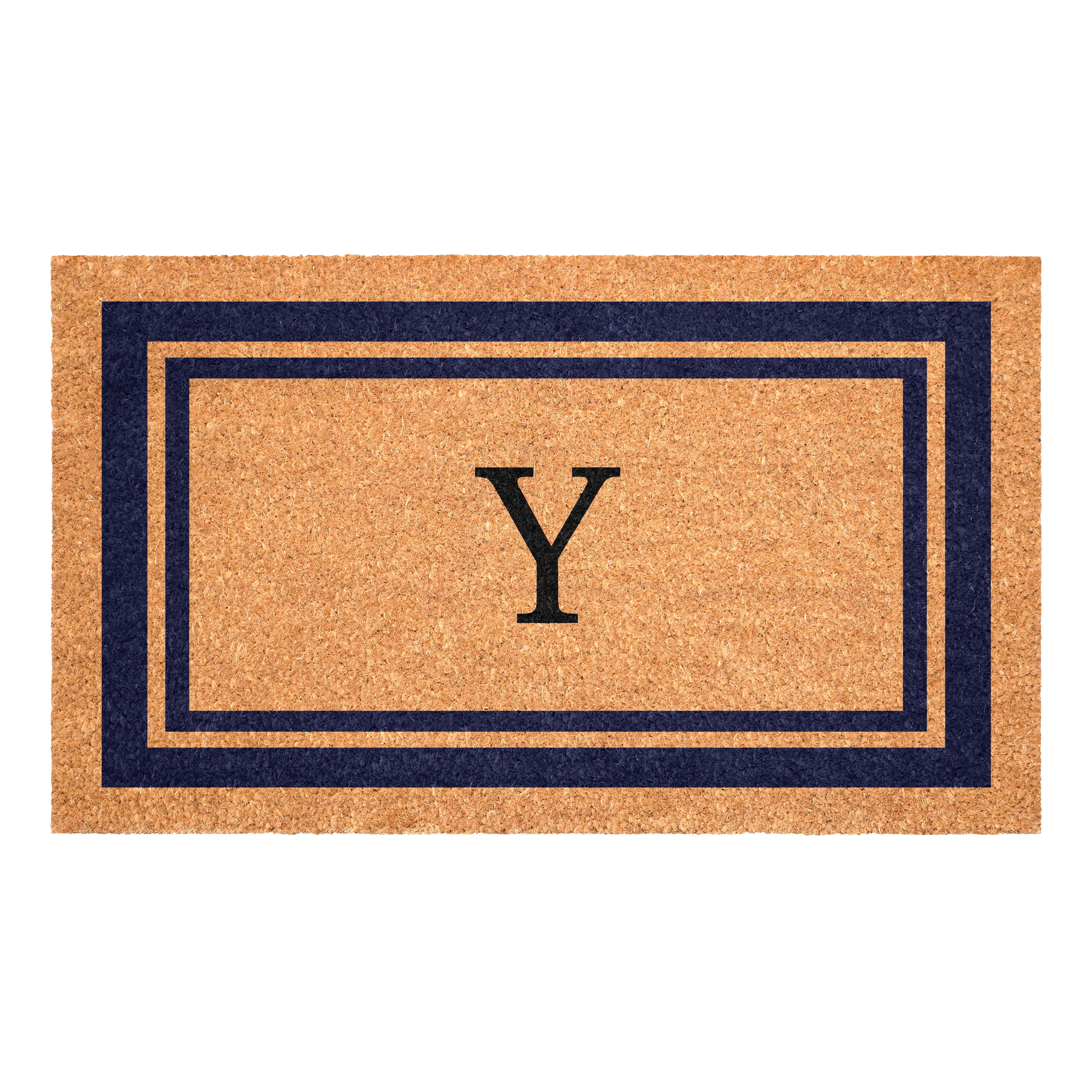 Dark Blue Border Monogram Doormat (Letter Y)