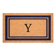 Dark Blue Border Monogram Doormat Letter Y