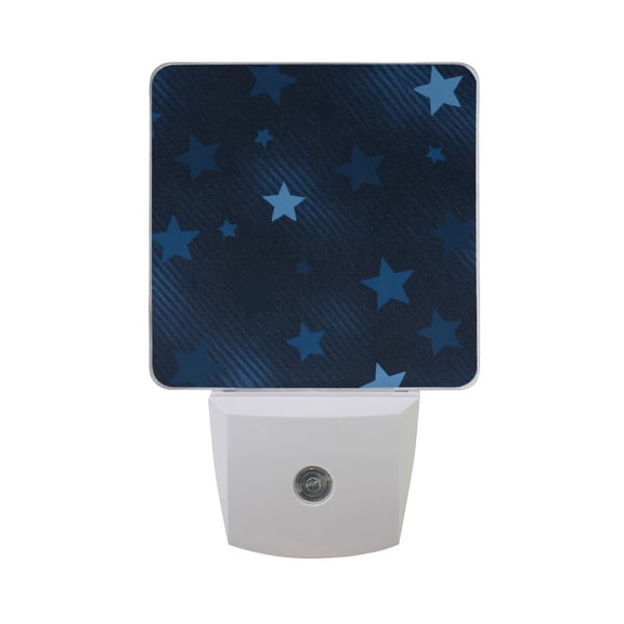Dark Blue Brushstroke with Stars LED Night Light Sensor Lamp Plug-in Adjustable Brightness 2 Pack