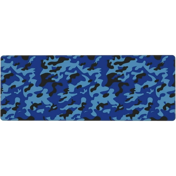 Dark Blue Camouflage Large Mouse Pads Rectangle Long Extended Big Stitched Edge Gaming Mousepad with Non-Slip Rubber Base for Desktop Laptop Keyboard 31.5 X 11.8 Inch