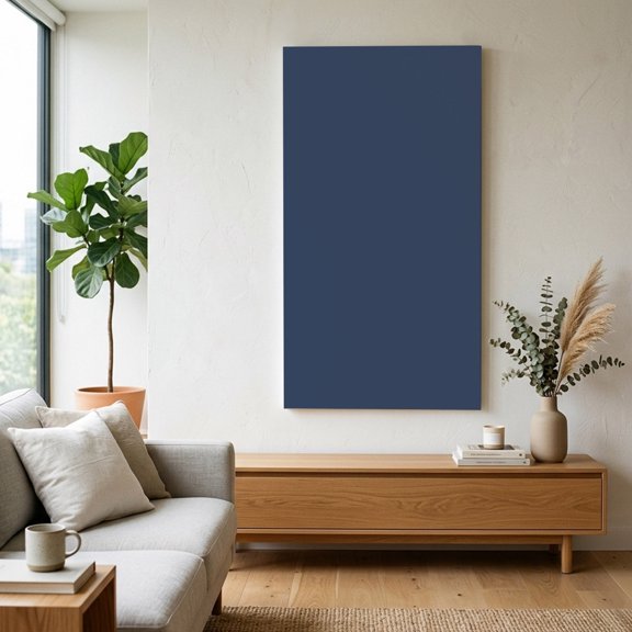 Dark Blue Canvas Wall Art for Living Room, Modern Solid Color Poster Print Painting for Bedroom Office Home Decoration Wall Pictures Prepare To Hang 24"x48"