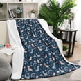 thumbnail image 1 of Dark Blue Cartoon Horse Rainbow Pattern Blanket,Comfortable Soft Lamb Wool Throw Blanket,All Season,Warm Lightweight Blankets for Sofa Bed Couch Living Room Chair,50"x60", 1 of 4