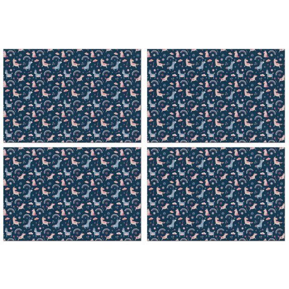 Dark Blue Cartoon Horse Rainbow Pattern Summer Placemats Table Placemats Set Of 4-Linen Kitchen Washable Placemats Table Mats 11.8"x17.7" Non-Slip Heat Resistant