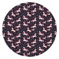 thumbnail image 1 of Dark Blue Cartoon Unicorn Leaf Flower Pattern Round Fitted Tablecloth with Elastic Edge,Dining Table Cover Waterproof,Outdoor Round Tablecloth for Camping,Dining,Indoor and Outdoor, 1 of 7