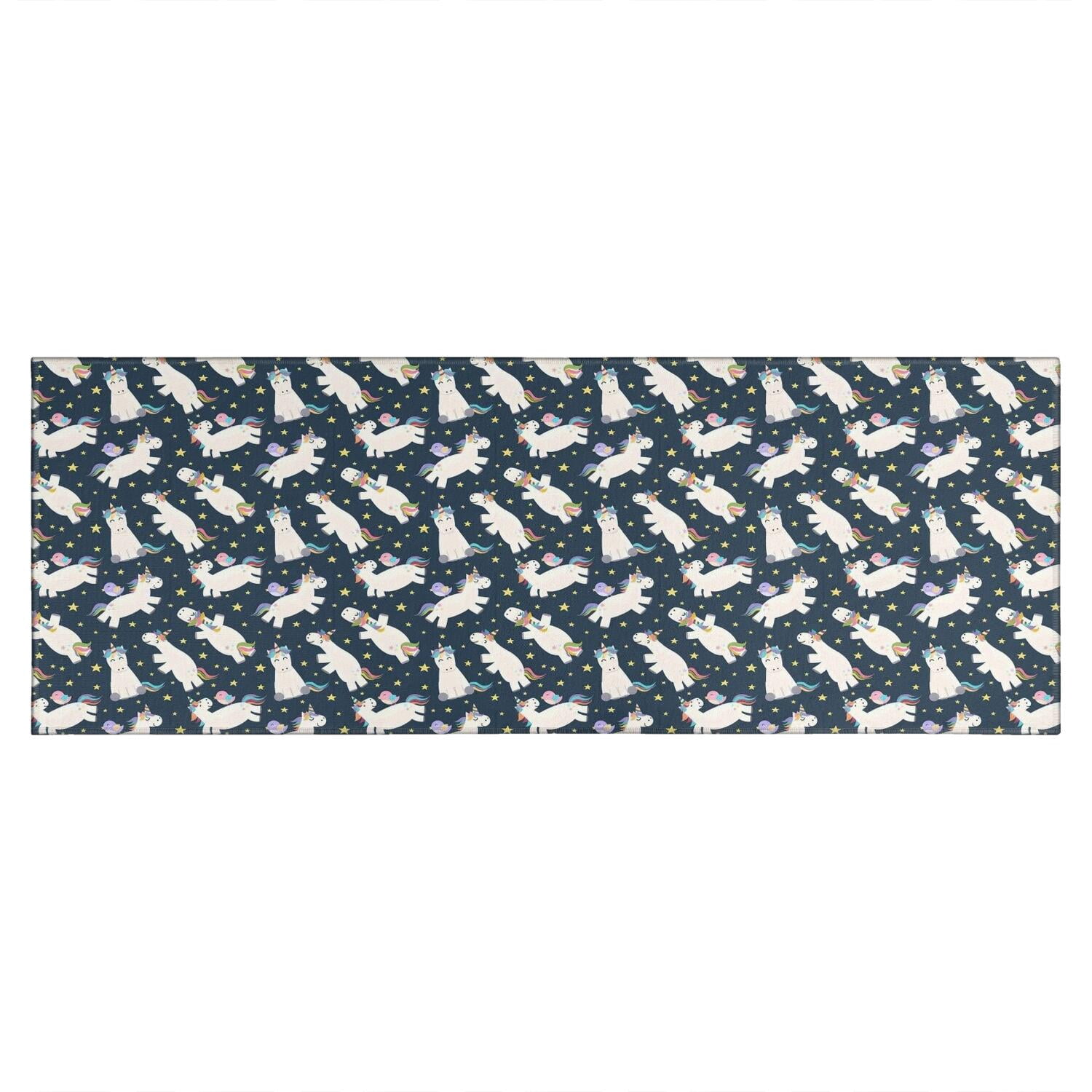 Dark Blue Cartoon Unicorn Pattern Kitchen Rug Mat,Kitchen Runner Rugs ...