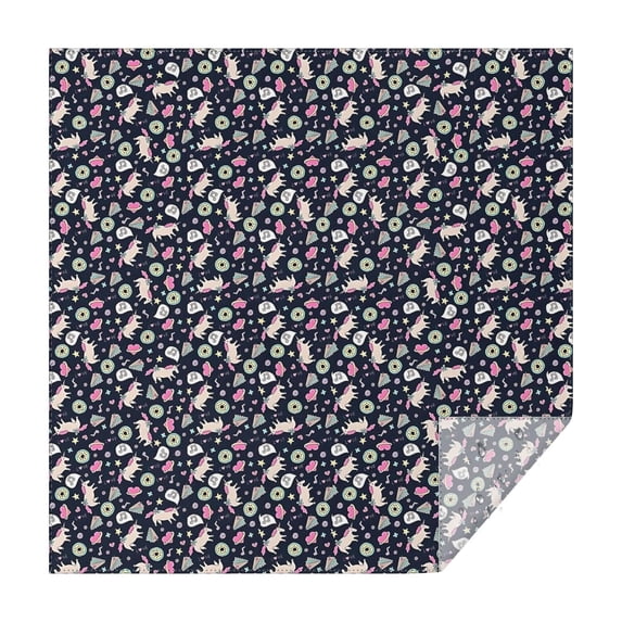Dark Blue Cartoon Unicorn Pattern Square Tablecloth,Waterproof Square Table Cover,Wipeable Spillproof Washable Table Cover for Home Kitchen Party Decor 42"X42"(107x107cm)