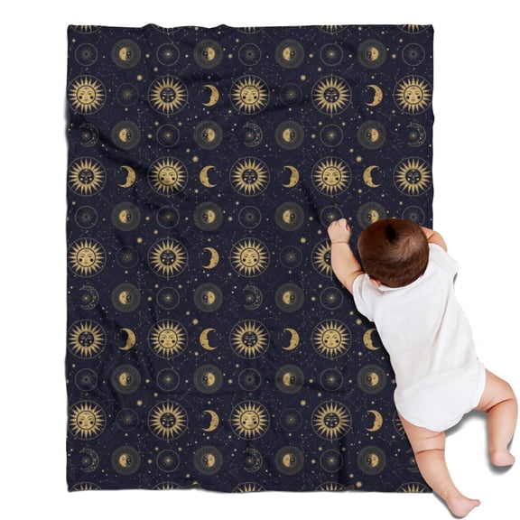 Dark Blue Celestial Body Pattern Blanket,Comfortable Soft Flannel Throw Blanket,All Season,Warm Lightweight Blankets for Sofa Bed Couch Living Room Chair,30"x40"