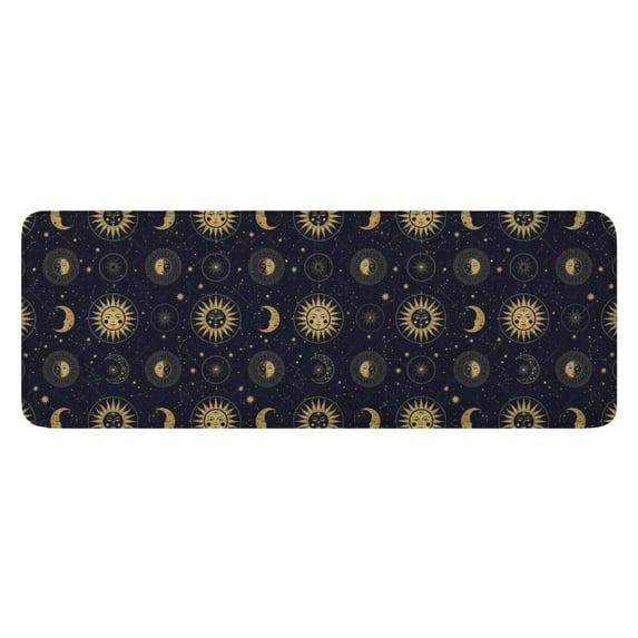 Dark Blue Celestial Body Pattern Kitchen Rug Mat,Kitchen Runner Rugs Non Skid Washable,Decorative Kitchen Floor Mats for Kitchen,Sink,Laundry,17"x47.2"