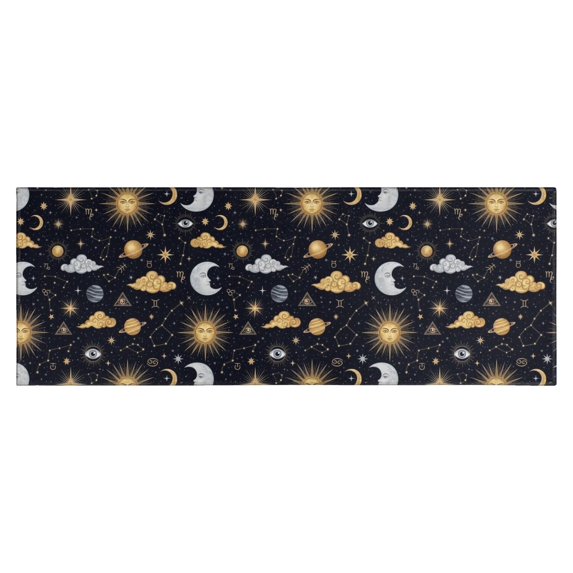 Dark Blue Celestial Pattern Kitchen Rug Mat,Kitchen Runner Rugs Non Skid Washable,Decorative Kitchen Floor Mats for Kitchen,Sink,Laundry,17"X47"