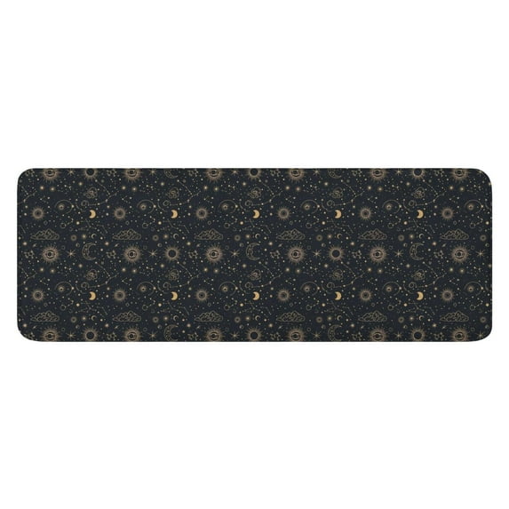 Dark Blue Celestial Pattern Kitchen Rug Mat,Kitchen Runner Rugs Non Skid Washable,Decorative Kitchen Floor Mats for Kitchen,Sink,Laundry,17"x47.2"