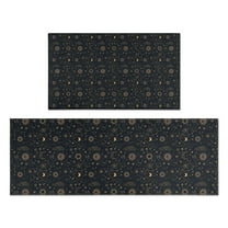 Dark Blue Celestial Pattern Kitchen Rugs Sets Of 2,Anti Fatigue Kitchen Mat Rugs Non Slip Washable,Decorative Kitchen Floor Mats for Kitchen,Sink,Laundry,17"x30" 17"x47"