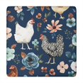 thumbnail image 1 of Dark Blue Chicken Floral Pattern Square Fitted Tablecloth with Elastic Edge,Square Table Cover,Washable Elastic Table Cover for Home Kitchen Party Decor 34"x34", 1 of 6