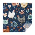 thumbnail image 1 of Dark Blue Chicken Floral Pattern Square Tablecloth,Waterproof Square Table Cover,Wipeable Spillproof Washable Table Cover for Home Kitchen Party Decor 60"x60"(152x152cm), 1 of 6