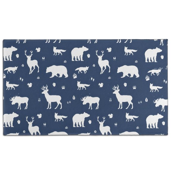 Dark Blue Christmas Animal Pattern Door Rugs,Washable Non Slip Door Mats Indoor,Decorative Door Mats,Entry Mat Indoor for Entrance,Bedroom,Kitchen,Bathroom,17"x30"