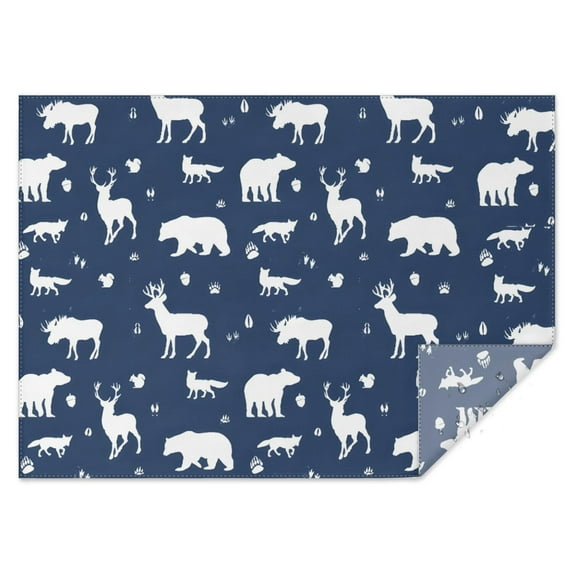 Dark Blue Christmas Animal Pattern Rectangle Tablecloth 60"x84",Waterproof Polyester Rectangle Table Cloth, Wipeable Spillproof Polyester Tablecloth for Dining, Camping, Indoor and Outdoor