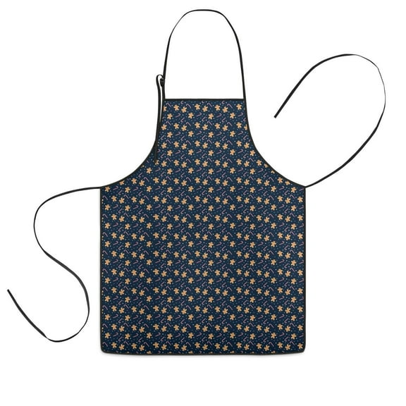 Dark Blue Christmas Gingerbread Pattern Kids Aprons for Girls and Boys,Adjustable Neck Strap Toddler Aprons for Kids Cooking Baking
