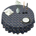 thumbnail image 1 of Dark Blue Christmas Gingerbread Pattern Round Tablecloth 60"x60",Wrinkle Wipeable Table Cloth for Kitchen Dining Room Picnic Patio Party, 1 of 6
