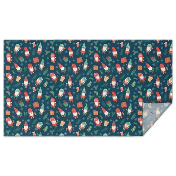 Dark Blue Christmas Gnome and Gift Pattern Rectangle Tablecloth 60"x102",Waterproof Polyester Rectangle Table Cloth, Wipeable Spillproof Polyester Tablecloth for Dining, Camping, Indoor and Outdoor