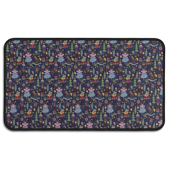 Dark Blue Christmas Nutcracker Pattern Door Rugs,Washable Non Slip Door Mats Indoor,Decorative Door Mats,Entry Mat Indoor for Entrance,Bedroom,Kitchen,Bathroom,30"x17"