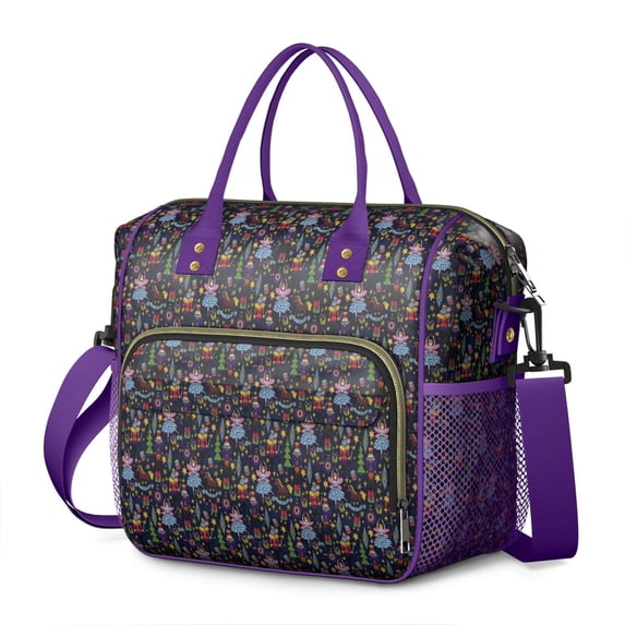 Dark Blue Christmas Nutcracker Pattern Womens Lunch Box for Work,Insulated Large Lunch Bag for Tween and Teen,Loncheras Para Mujer,Leakproof Adult Lunch Bag for Work,Beach,Travel,Picnic,Camping