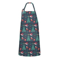 Dark Blue Christmas Apron-Garden Aprons for Women with Pockets-Cotton Linen Waterproof Kitchen Cooking Gardening Aprons Adjustable for Kitchen,Cooking,BBQ and Salon 32"x27"