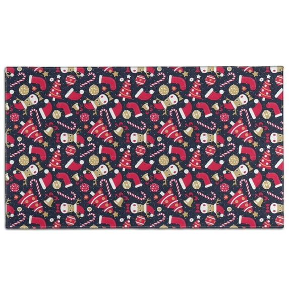 Dark Blue Christmas Pattern Door Rugs,Washable Non Slip Door Mats Indoor,Decorative Door Mats,Entry Mat Indoor for Entrance,Bedroom,Kitchen,Bathroom,17"x30"