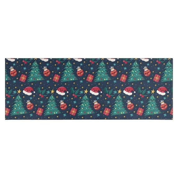 Dark Blue Christmas Pattern Kitchen Rug Mat,Kitchen Runner Rugs Non Skid Washable,Decorative Kitchen Floor Mats for Kitchen,Sink,Laundry,17"X47"