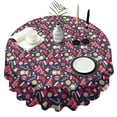 thumbnail image 1 of Dark Blue Christmas Pattern Round Tablecloth 60"x60",Wrinkle Wipeable Table Cloth for Kitchen Dining Room Picnic Patio Party, 1 of 6