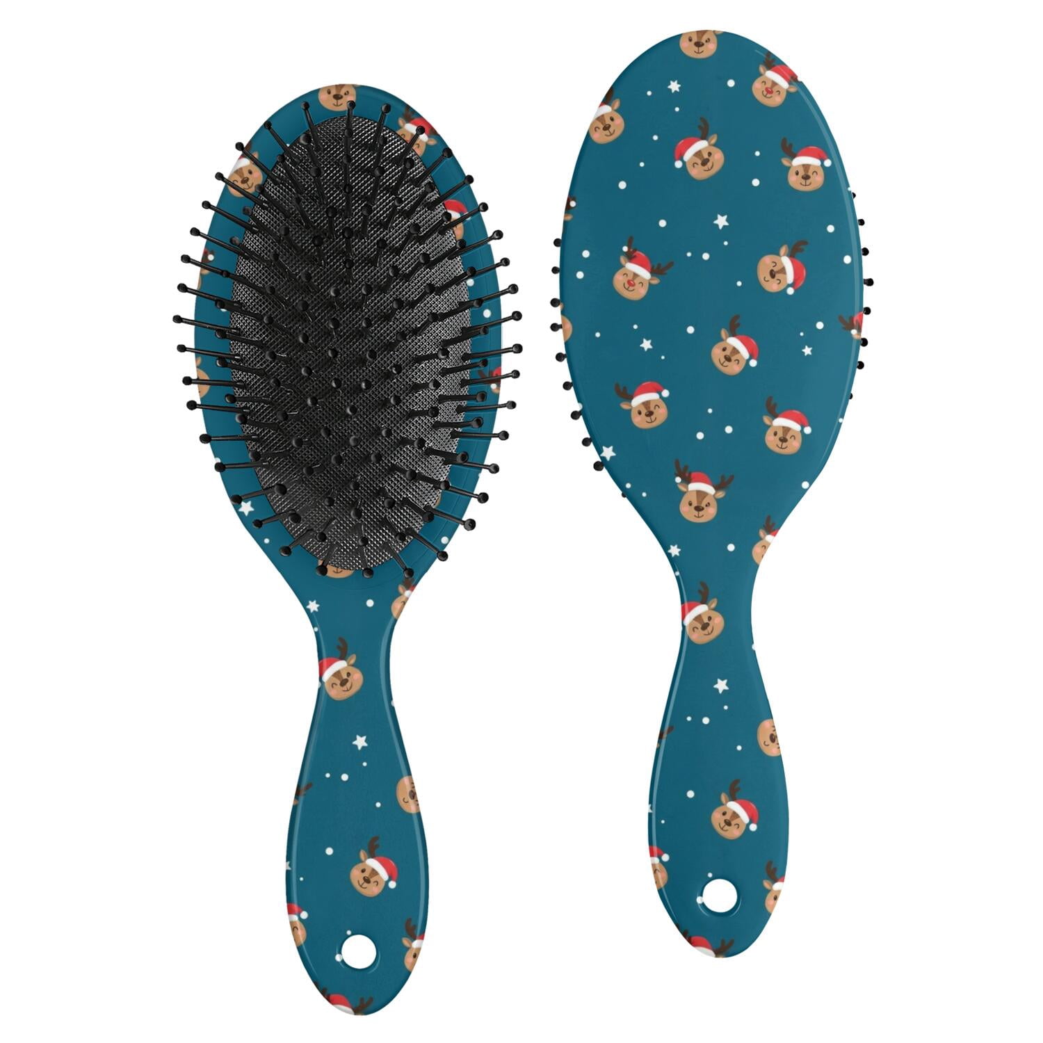 Dark Blue Christmas Reindeer Pattern Brush, Detangling Hair Brush ...