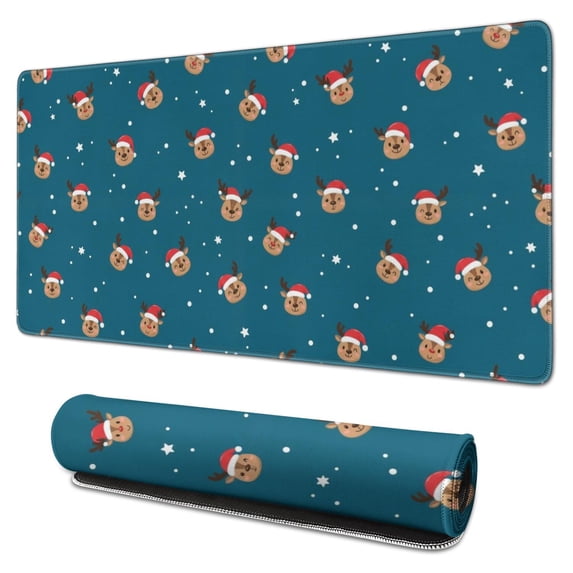 Bdd Pattern Dark Blue Christmas Reindeer Pattern Extended Large Mouse Pad, Desk ...