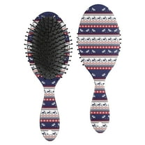 Dark Blue Christmas Reindeer and Donkey Pattern Hair Brush,Girls Detangling Hair Brush,Glide Through Tangles with Ease for Wet & Dry Hair,8.8"X2.8"
