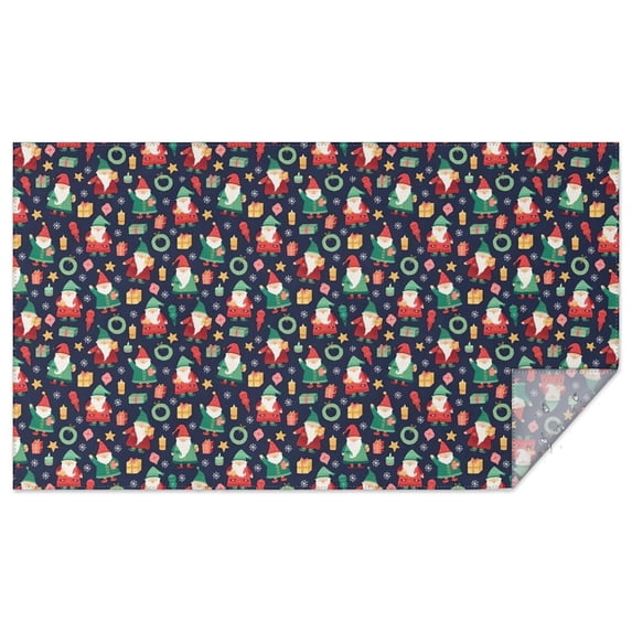 Dark Blue Christmas Santa and Gnome Pattern Rectangle Tablecloth 60"x102",Waterproof Polyester Rectangle Table Cloth, Wipeable Spillproof Polyester Tablecloth for Dining, Camping, Indoor and Outdoor