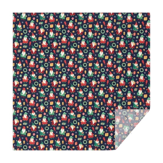 Dark Blue Christmas Santa and Gnome Pattern Square Tablecloth,Waterproof Square Table Cover,Wipeable Spillproof Washable Table Cover for Home Kitchen Party Decor 52"x52"(132x132cm)