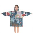thumbnail image 1 of Dark Blue Christmas Santa Pattern Blanket Hoodies for Kids 6-13YR Oversize Wearable Blanket Hoodies for Boys Girls Teens, 1 of 7