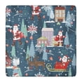 thumbnail image 1 of Dark Blue Christmas Santa Pattern Square Fitted Tablecloth with Elastic Edge,Square Table Cover,Washable Elastic Table Cover for Home Kitchen Party Decor 36"x36", 1 of 6