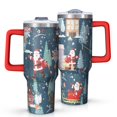 thumbnail image 1 of Dark Blue Christmas Santa Pattern Tumbler with Handle and Lid,40oz Double Wall Vacuum Insulated Tumbler,Cups Gift for Women and Men, 1 of 7
