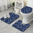 thumbnail image 1 of Dark Blue Christmas Snowflake Pattern Bathroom Rugs Sets 3 Piece,Toilet Cover Set,Absorbent Non Slip Bathroom Mats Sets with U-Shaped Contour Rug Toilet Rug Set, 1 of 5