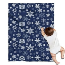 Dark Blue Christmas Snowflake Pattern Blanket,Comfortable Soft Flannel Throw Blanket,All Season,Warm Lightweight Blankets for Sofa Bed Couch Living Room Chair,30"x40"