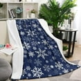 thumbnail image 1 of Dark Blue Christmas Snowflake Pattern Blanket,Comfortable Soft Lamb Wool Throw Blanket,All Season,Warm Lightweight Blankets for Sofa Bed Couch Living Room Chair,60"x80", 1 of 4