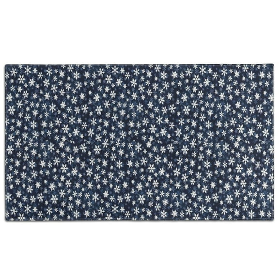 Dark Blue Christmas Snowflake Pattern Door Rugs,Washable Non Slip Door Mats Indoor,Decorative Door Mats,Entry Mat Indoor for Entrance,Bedroom,Kitchen,Bathroom,17"x30"