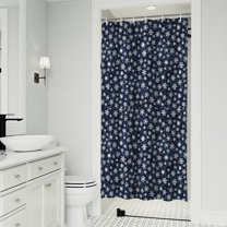 Dark Blue Christmas Snowflake Pattern Shower Curtain 36"x72" ,Bathroom Decorative Shower Curtains Set with 12 Hooks,Modern Waterproof Washable Shower Curtain