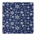 thumbnail image 1 of Dark Blue Christmas Snowflake Pattern Square Fitted Tablecloth with Elastic Edge,Square Table Cover,Washable Elastic Table Cover for Home Kitchen Party Decor 36"x36", 1 of 6