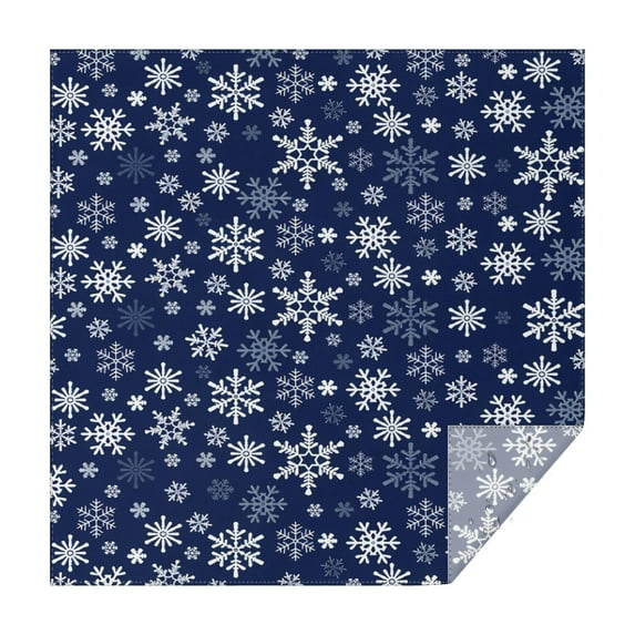 Dark Blue Christmas Snowflake Pattern Square Tablecloth,Waterproof Square Table Cover,Wipeable Spillproof Washable Table Cover for Home Kitchen Party Decor 52"x52"(132x132cm)