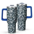 thumbnail image 1 of Dark Blue Christmas Snowflake Pattern Tumbler with Handle and Lid,40oz Double Wall Vacuum Insulated Tumbler,Cups Gift for Women and Men, 1 of 7