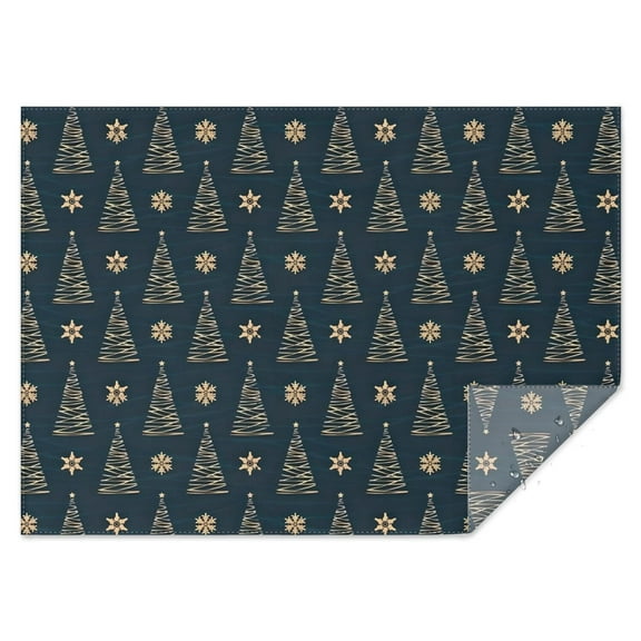 Dark Blue Christmas Tree Pattern Rectangle Tablecloth 60"x84",Waterproof Polyester Rectangle Table Cloth, Wipeable Spillproof Polyester Tablecloth for Dining, Camping, Indoor and Outdoor