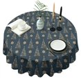 thumbnail image 1 of Dark Blue Christmas Tree Pattern Round Tablecloth 60"x60",Wrinkle Wipeable Table Cloth for Kitchen Dining Room Picnic Patio Party, 1 of 6