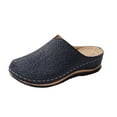 thumbnail image 1 of Women'S Slip On Loafers With Wedge Heel And Embroidery Detail In Pu Material Size 39 Us 7 For Casual Wear And Outdoor Use Dark Blue, 1 of 9