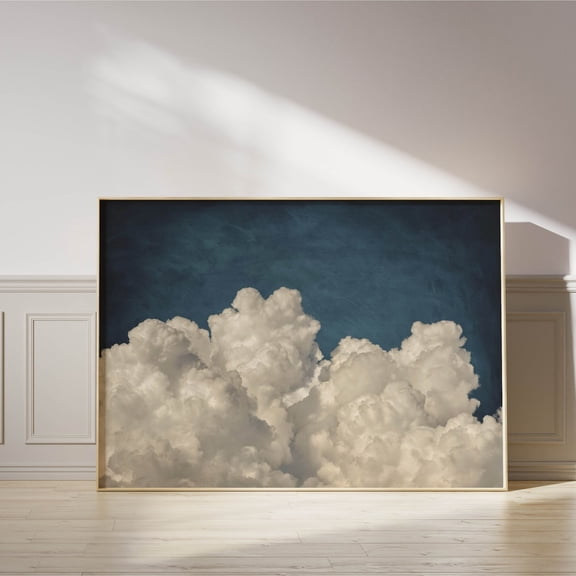 Dark Blue Cloud Wall Art, Night Sky Art Print, Bedroom Wall Art, Wall Decor Over The Bed Headboard Print, Minimalist Aesthetic Home Decor Wall Art, Modern Wall Decor, 8x12 UNFRAMED