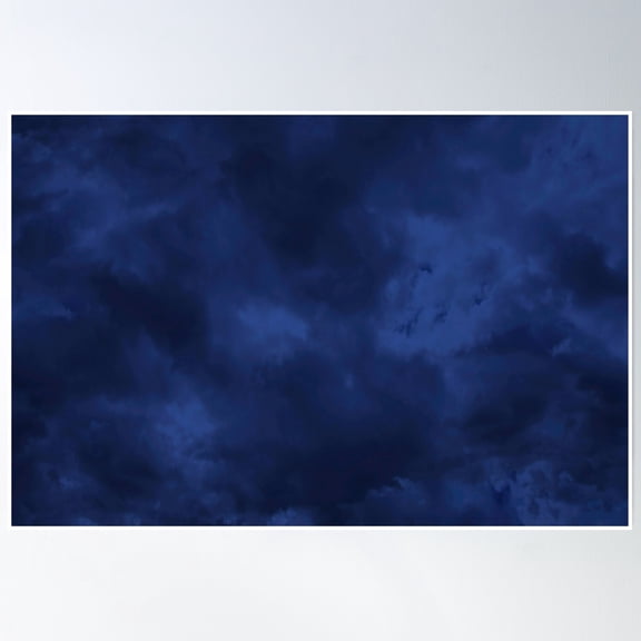 Dark Blue Clouds Poster Wall Art, Modern Wall Decor, 24x36 UNFRAMED